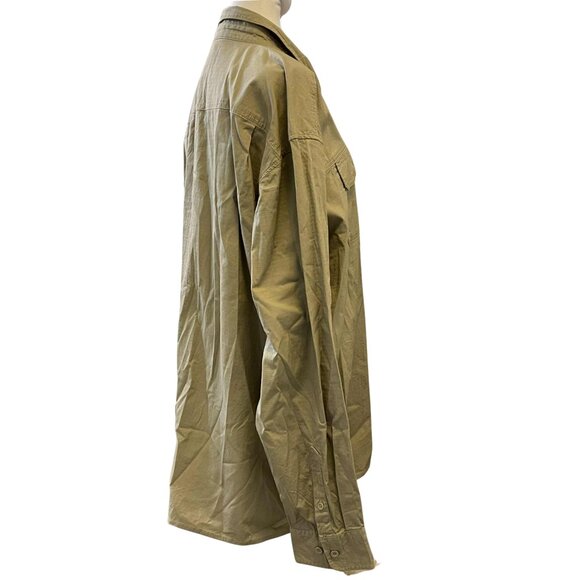 DICKIES 2XL Men’s Khaki Ripstop Utility Shirt Relaxed Fit Button Front Workwear - Picture 4 of 10